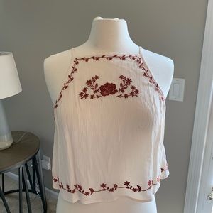 Forever 21 Cream Embroidered Tank Top